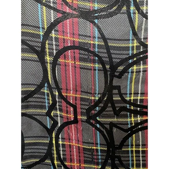 VTG Coach Tartan Plaid Signature C Pattern 21" Scarf Black Red 100% Silk RARE - Picture 7 of 9